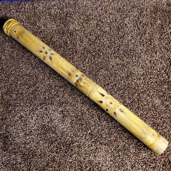 VTG Handcrafted Bamboo Rain Stick Rainmaker Instrument 24" Painted - upcycle - Picture 1 of 11